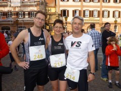 Stadtlauf Bad Mergentheim, vor dem Start Stefan, Steffi und Sigi vor dem Start