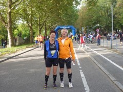Baden-Württembergische Straßenlaufmeisterschaften Heilbronn Sigi und Steffi vor dem Start